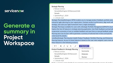 Generate a summary in Project Workspace