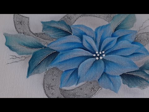 Manualidades Navideñas / Pintura en Tela / Nochebuena Azul / DIY - YouTube