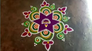 karthikai deepam special 5x3 beautiful stat flowersvilakku rangoli /colorrangoli/gokulramya kolangal