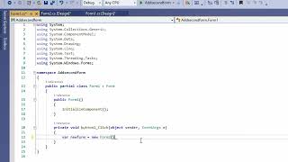 how to add second form in Window form application, open 2nd form using button. C# visual programing