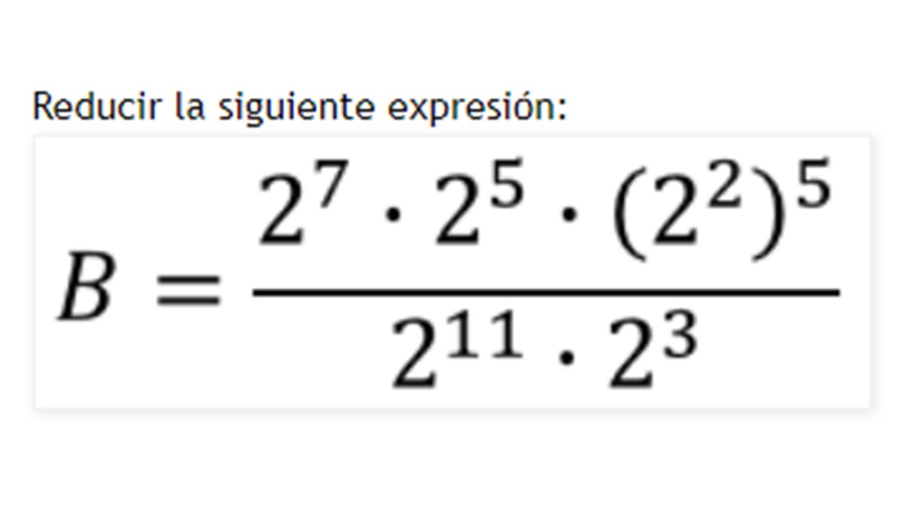 ÁLGEBRA | Ejercicio sobre la simplificación de expresión y leyes de exponentes