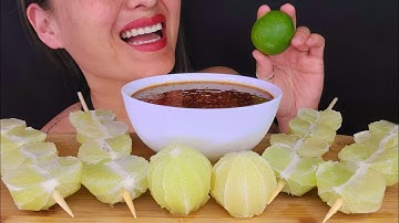SOUR LIMES SWEET SPICY RICE POWDER SAUCE ASMR MUKBANG EATING NOISES BIG BITES