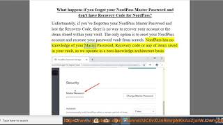 What Will Happen If Nordpass Master Password Recovery Code For Nordpass Get Lost?