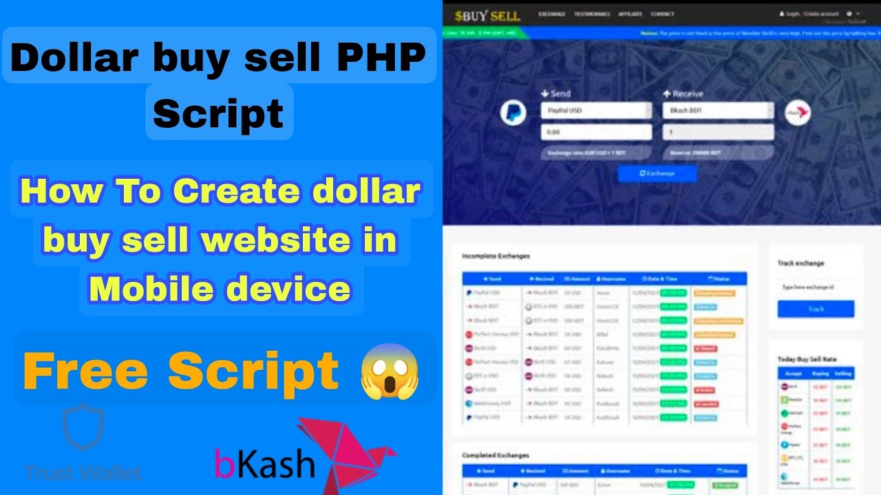 how-to-create-dollar-buy-sell-website-or-currency-exchanger-website-with-php-free-script-youtube