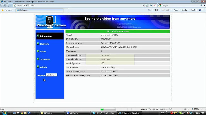 E-seecam - wifi configuration page