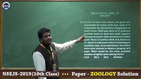 NSEJS - 2019 (10th Class) ZOOLOGY Paper Solution