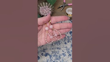 DIY Handmade Jewelry, Rose Quartz Beaded Gemstone Earrings - Easy Wire Wrapped Jewellery Design.