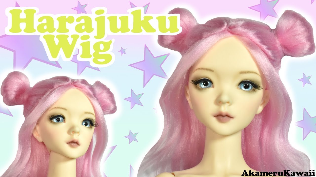 How to: Cute Harajuku inspired Doll Wig - Pastel Yarn Wig Tutorial - YouTube