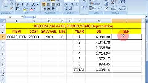 SLN FUNCTION IN EXCEL HINDI