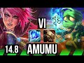VI vs AMUMU (JGL) | Legendary, 18/3/7, Rank 10 Vi | JP Master | 14.8