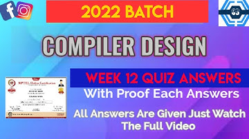 Compiler Design | Week 12 Answers 2022 | NPTEL | SWAYAM |