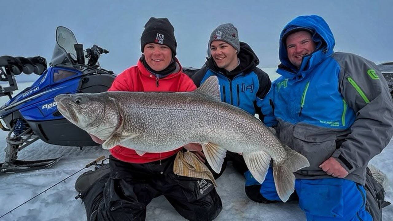 Ice Fishing Giant Lake Trout 