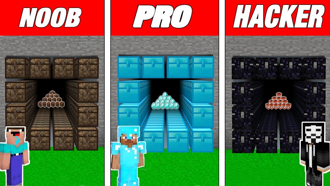 Minecraft NOOB vs PRO vs HACKER : SECRET CHEST TUNNEL in Minecraft ...