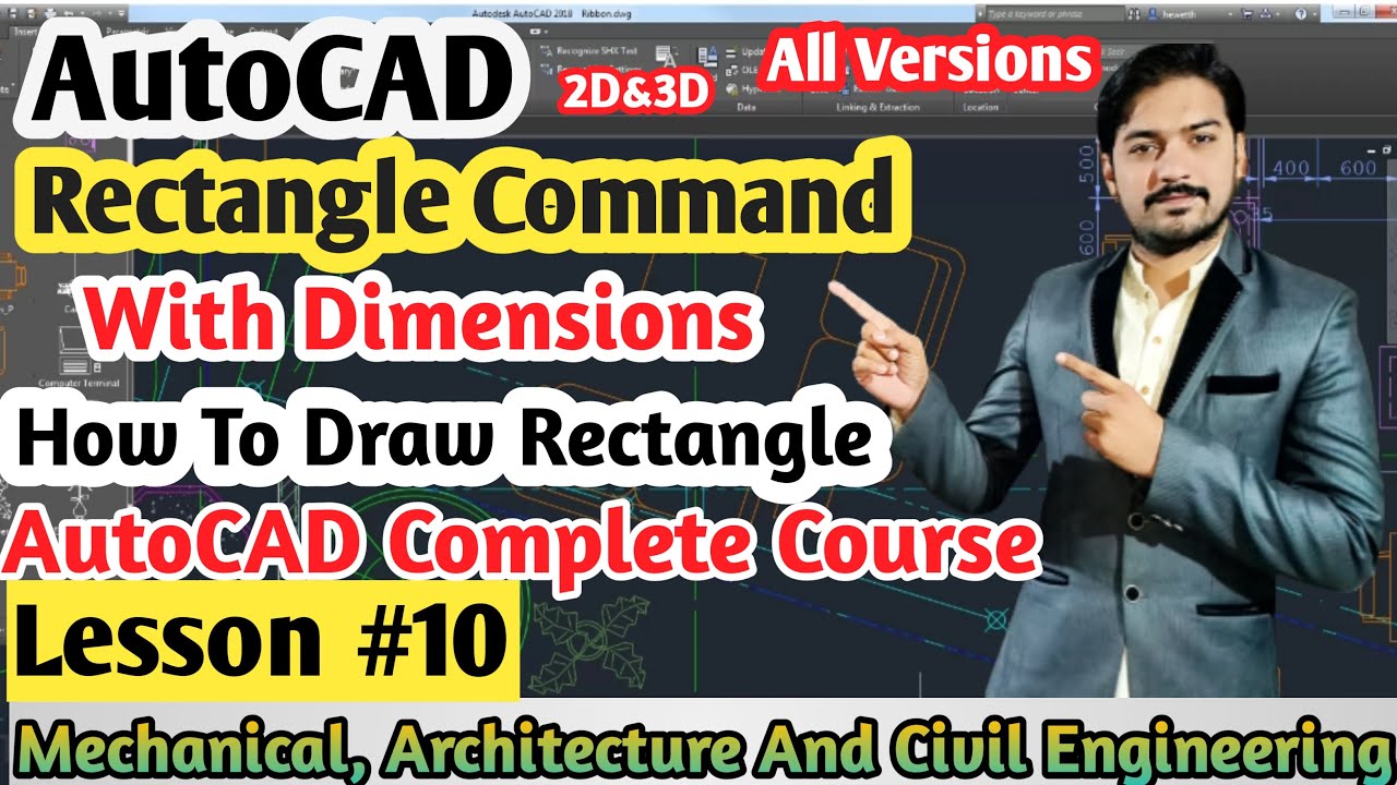 How To Draw Rectangle In Autocad With Dimensions |Rectangle Command ...