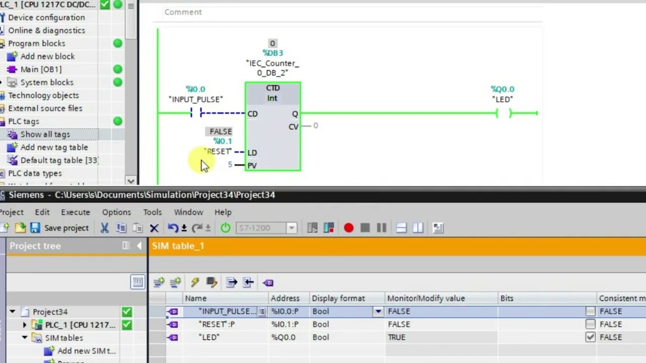 Down Counter PLC in Siemens Tia Portal - CTD Instruction - Hindi - YouTube