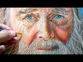 OIL PAINTING ON CANVASS/REALISTIC OLD MAN FACE:TIMELAPSE