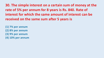 30. The simple interest on a certain sum of money at the rate of 5% per annum for 8 years || edu214
