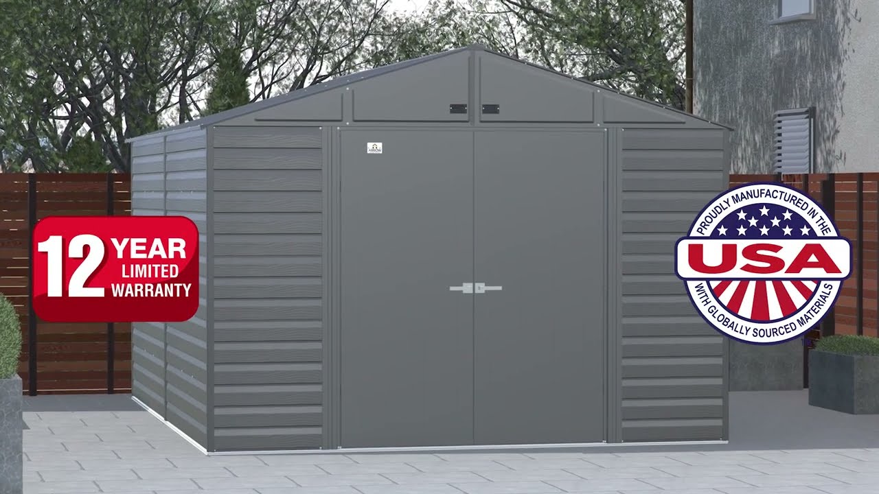 Arrow Select Steel Storage Shed, 10x14, Charcoal YouTube