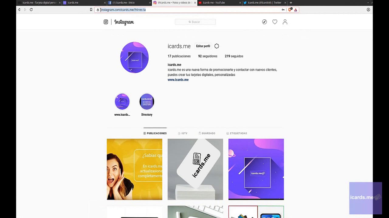 Cómo ingresar las redes sociales en tu tarjeta digital  de icards.me