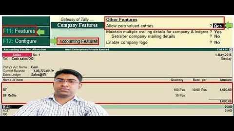 Zero Value Entries in Invoice using Tally.ERP9|How to enter voucher without price value in Tally