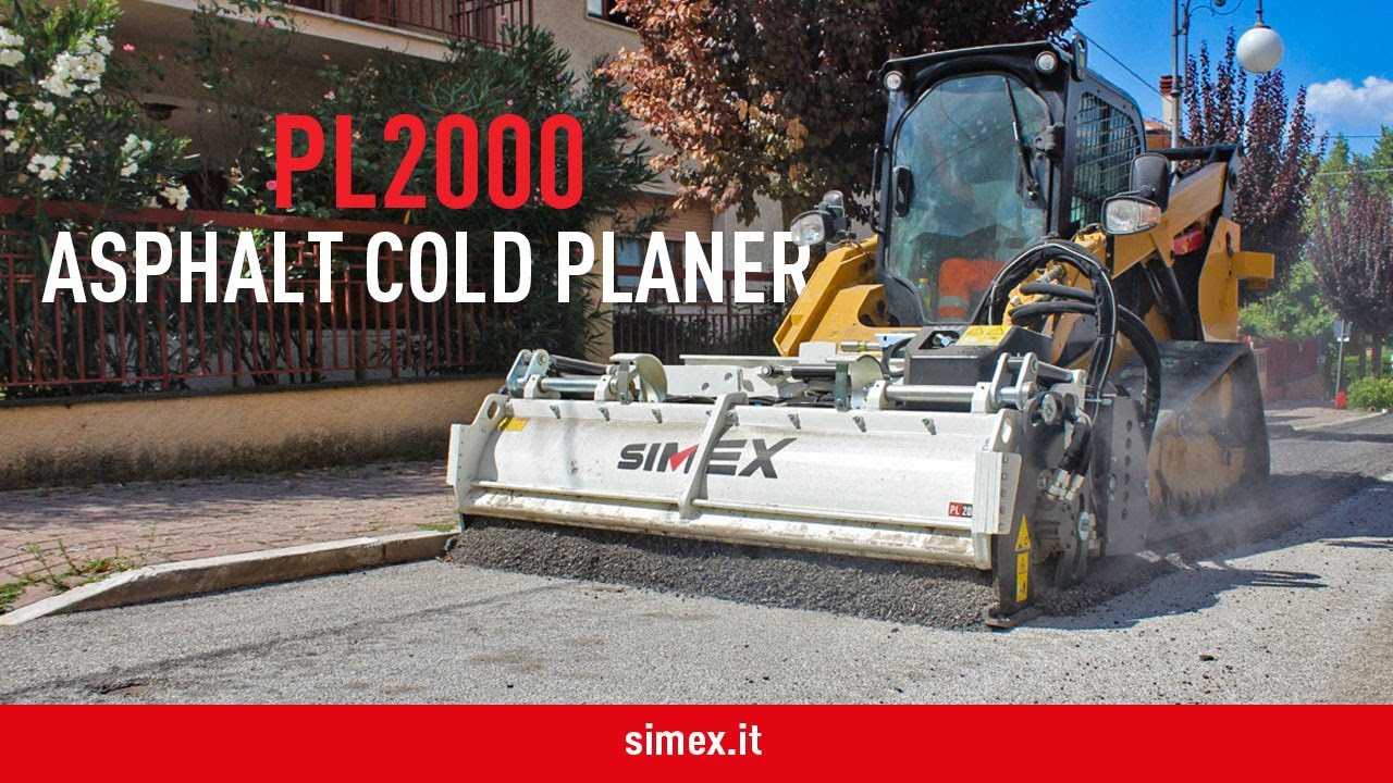 Simex PL 2000 asphalt cold planer for skid steer loader YouTube