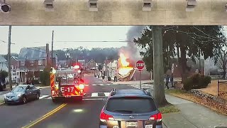 Dashcam video shows firefighters rushing to DC building collapse and fire | NBC4 Washington