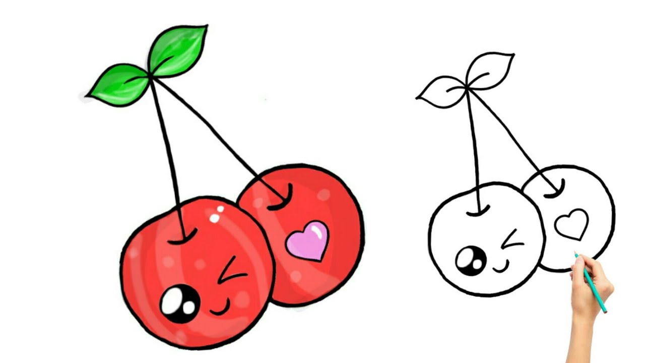 الشخص المسؤول إطار العمل يتناول العشاء  تعليم الرسم/ رسم كرز بالخطوات / How to draw a cherry drawing - YouTube