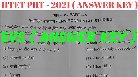 HTET PRT - 2021 ( EVS ANSWER KEY ) || ANSWER KEY