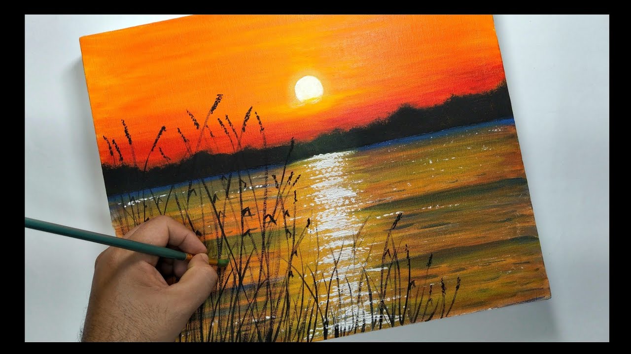 ✅ Cómo Pintar un ATARDECER Muy Fácil con Acrílico para PRINCIPIANTES / Pintura Acrílica #91