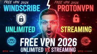 Best FREE VPN 2026 🔥 Unlimited & Streaming VPN (Windscribe vs ProtonVPN) screenshot 2