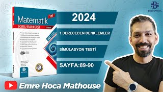 Bilgi Sarmal | Tyt Matematik | 5.Bölüm 1. DERECEDEN DENKLEMLER | Simülasyon Testi | Sayfa 89-90