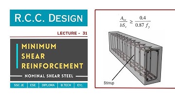 Minimum Shear Reinforcement | Nominal Shear Steel | Lecture - 31 | RCC Design | Civil TechMate