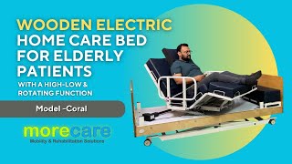 Wooden Electric Home Care Bed for Elderly Patients | Model Coral with 7-in-1 Rotating Function 🛏️