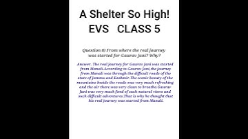 A shelter so high | question answer | evs | class 5