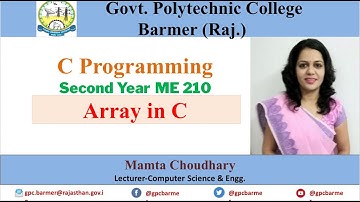 Array in c| c programming 210. | Mamta Choudhary |GPC Barmer