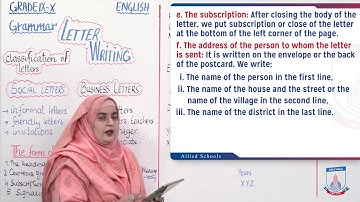 Class 9 & 10 - English - Unit 6 - Lecture 26 - Letter Writing - Allied Schools