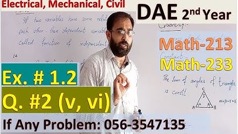 Lec. 8 | DAE 2nd Year Math | Exercise 1.2 | Q. No. 2 | Functions and Limits | Math 213  233 |