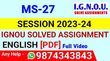 MS 27 Solved Assignment 2023-24 English, MS 27 Solved Assignment 23-24, MS-27 Assignment