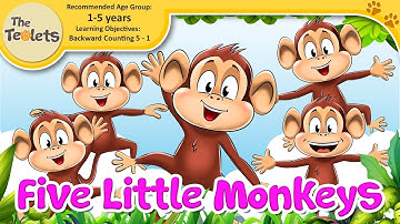 Five Little Monkeys I Animals I Counting Songs I Nursery Rhymes and Kids Songs I The Teolets