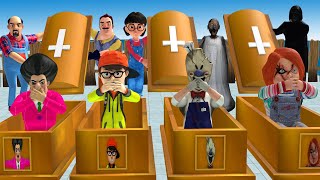 Scary Teacher 3D Nick and Tani Troll Miss T vs 4 Neighbor Pan Knock Squid Game Challenger Dancing