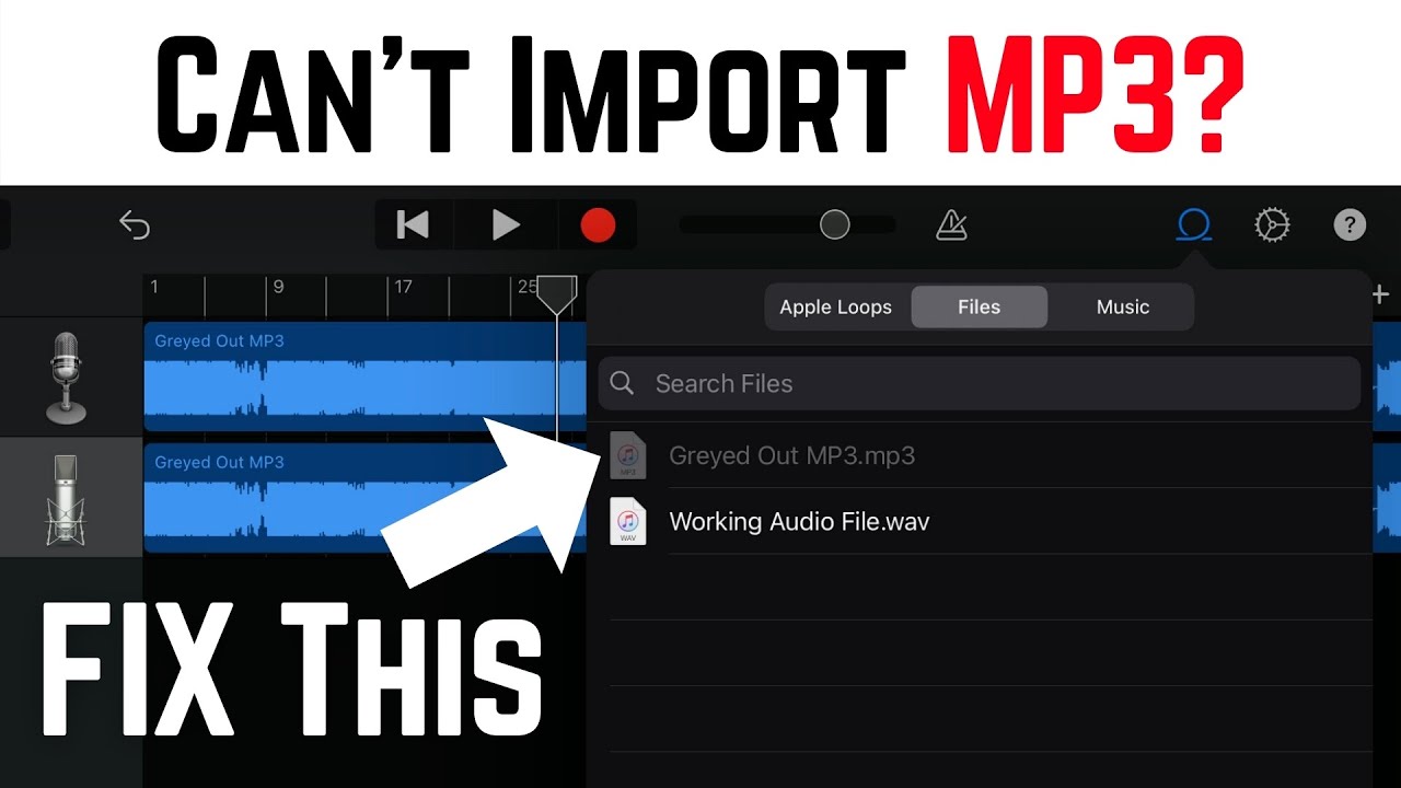 How to FIX “greyed out” MP3/audio files in GarageBand iPad/iPhone