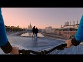 Moscow Cycling Tour 4K. Moscow Center - Zaryadye Park. Kisses on the Flying Bridge.