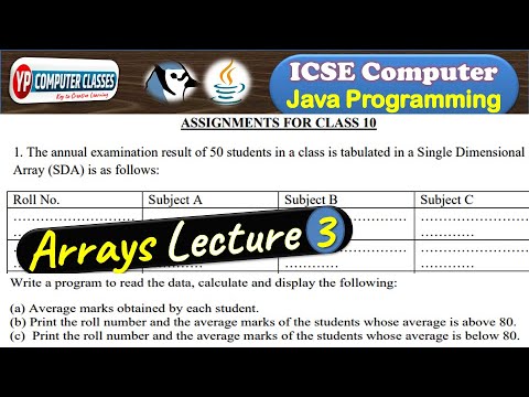 Lecture 9 - Array in Java | WAP to get average of each student out of ...