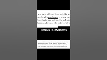 The Launch of the Seeker Dashboard