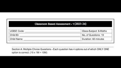 Ap 8th Class Fa-1 💯💯💯V.imp Maths 🥳Question Paper (2023-24) | 8th Class fa1 ( CBA_1) Maths   Paper