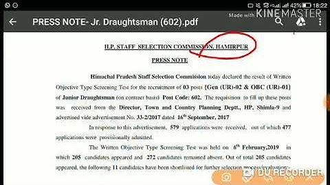 HPSSC Jr. Draughtsman ( Post Code - 602 ) Written Result Declared Today | Held on - 6 Feb 2019 |