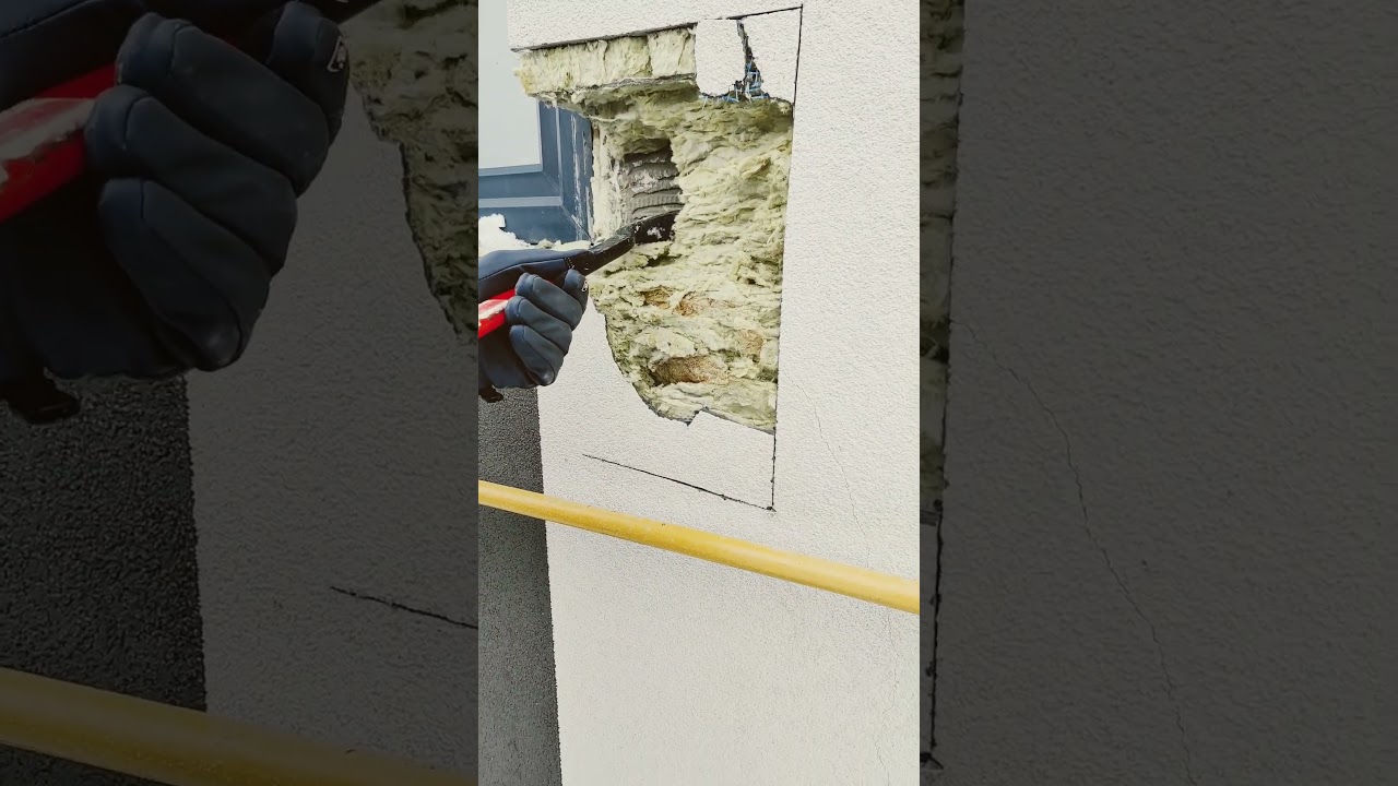 Неправильный способ приклейки минеральной ваты на фасадах дома, вскрываем фасад, фиксируем нарушения