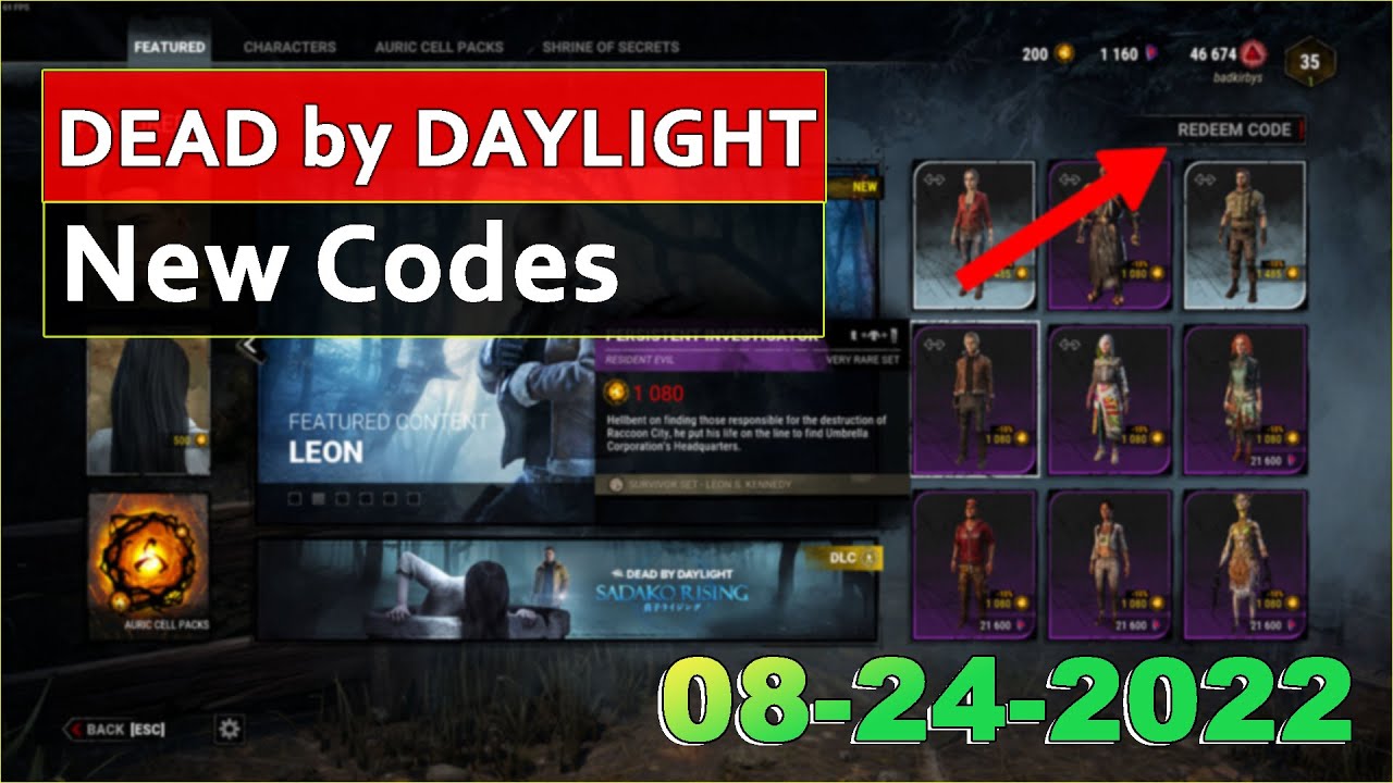 Dead By Daylight Codes Dbd Codes 2022 Free Bloodpoints And Charms