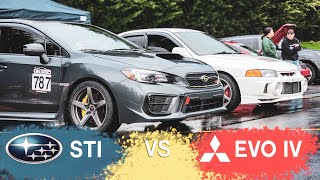 Subaru STI VS EVO IV | Autocross | Falken RT660s in the rain | EvergreenSpeedway | AUTOX
