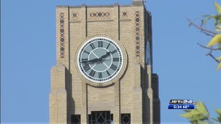 Inside clock restoration at Boston Store Place wrapping up